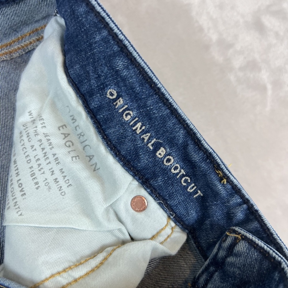 American Eagle Jeans Mens 36x30 Blue Denim Original Bootcut Whisker Casual - Picture 8 of 12